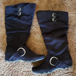 NWT Black Faux Suede Boots